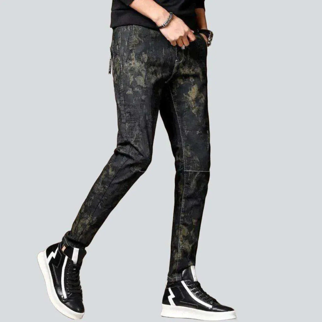 Camouflage print men's denim joggers