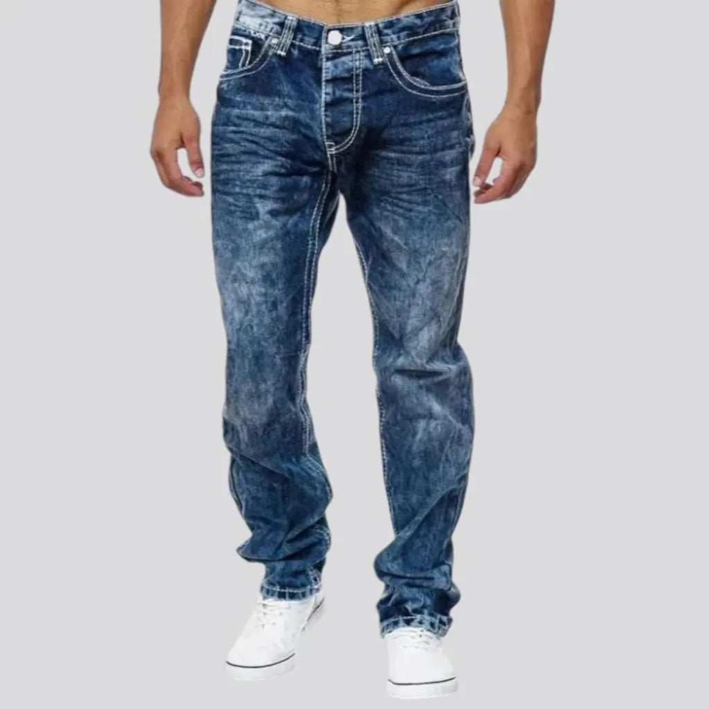 Monochrome straight fit fashion men's jeans