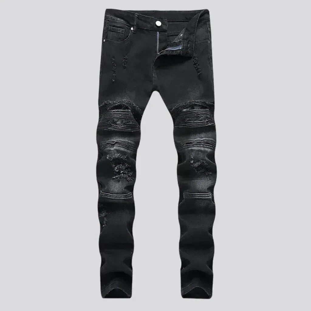 Mid-waist stylish biker men's jeans