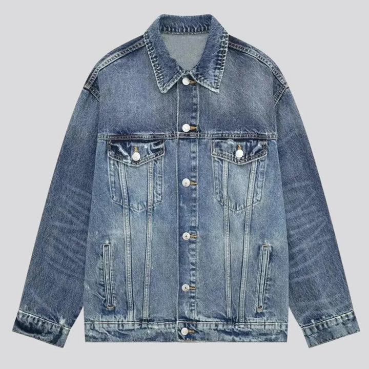 Casual creased fit women's denim jacket