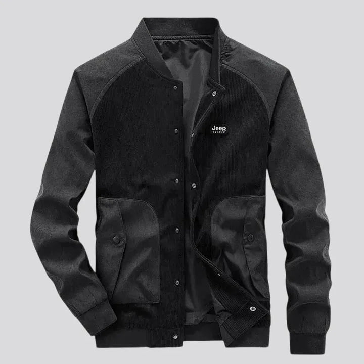 Casual style slim fit men's corduroy bomber jacket