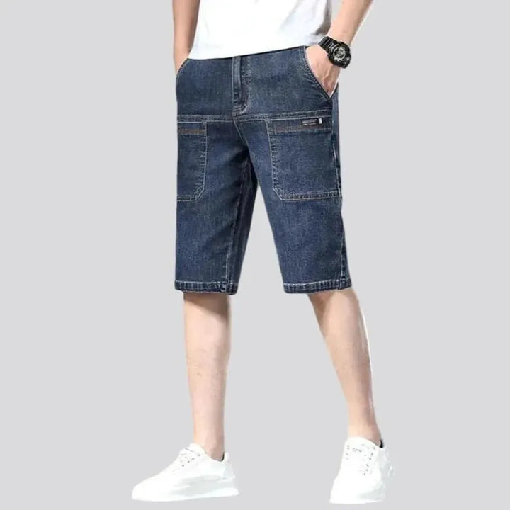 Knee-length fashion denim shorts for men