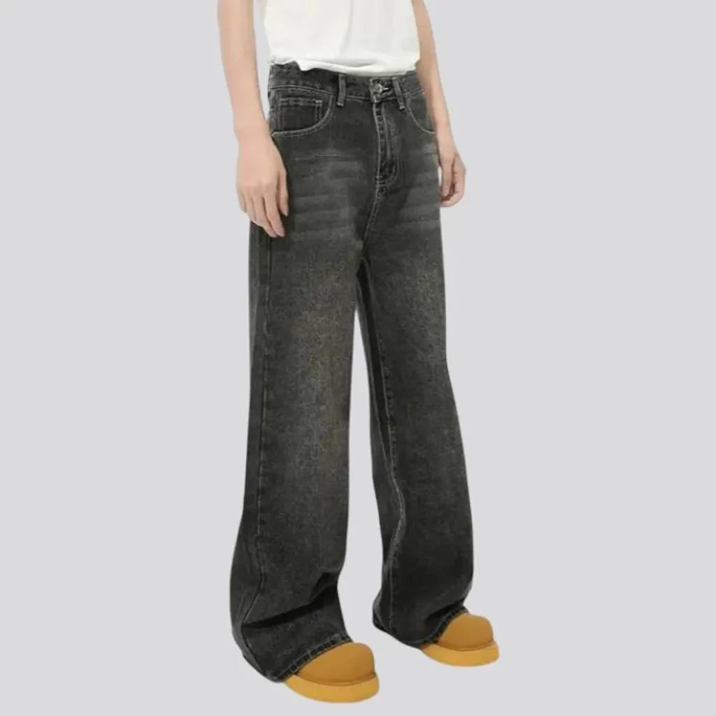 Sanded mid-waist men's jeans