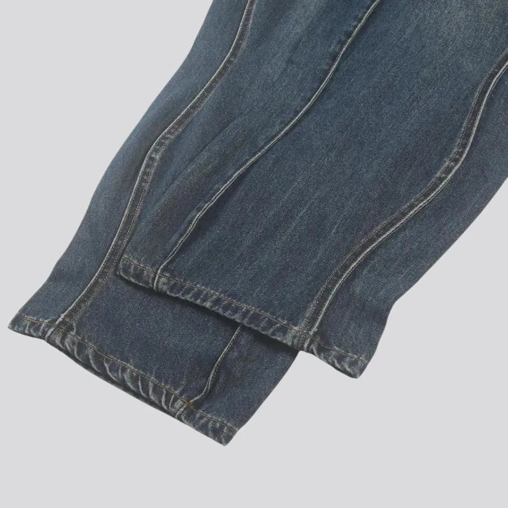 Wide fit faded look men's jeans