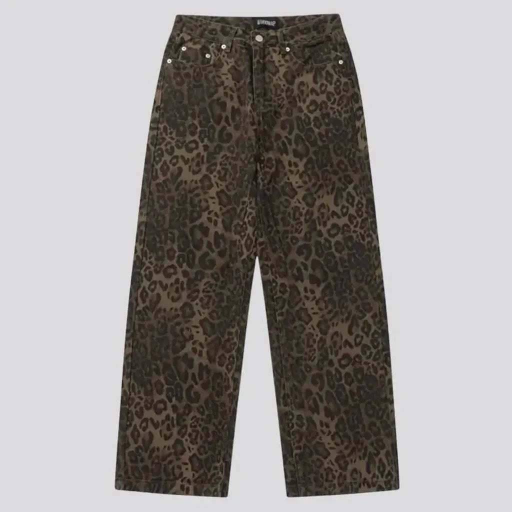 Leopard-print baggy jeans
 for women