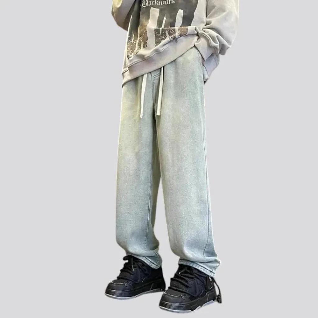 Baggy-fit retro insulated men's jean joggers