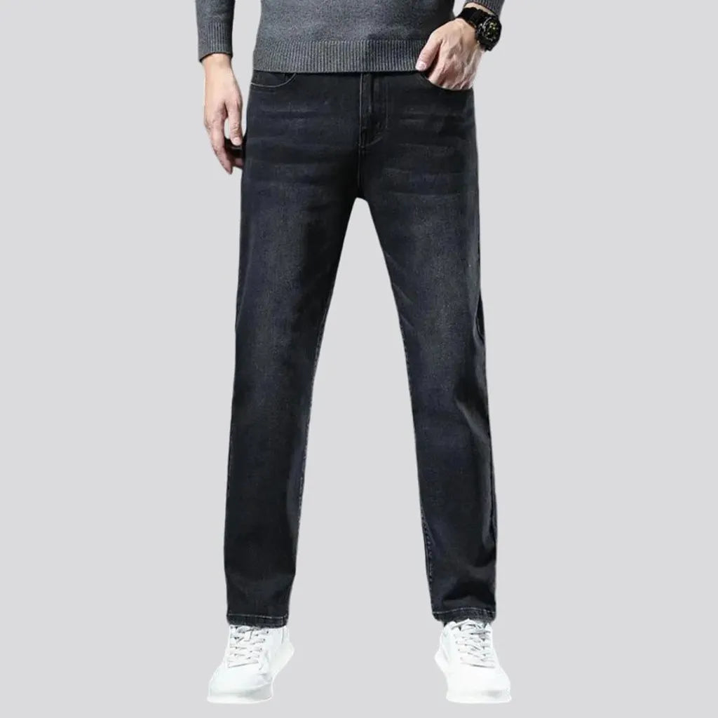 Casual style elastic high rise men's jeans