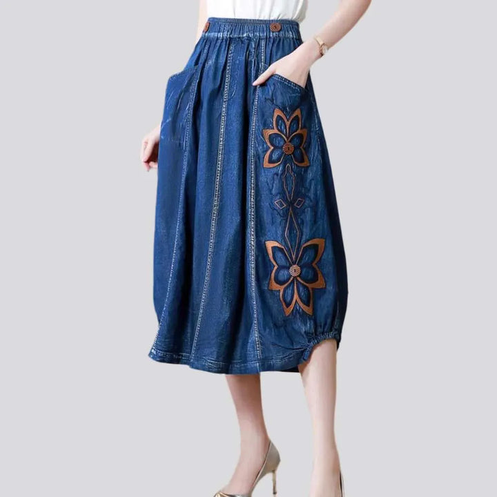 Long medium wash jean dress
 for ladies