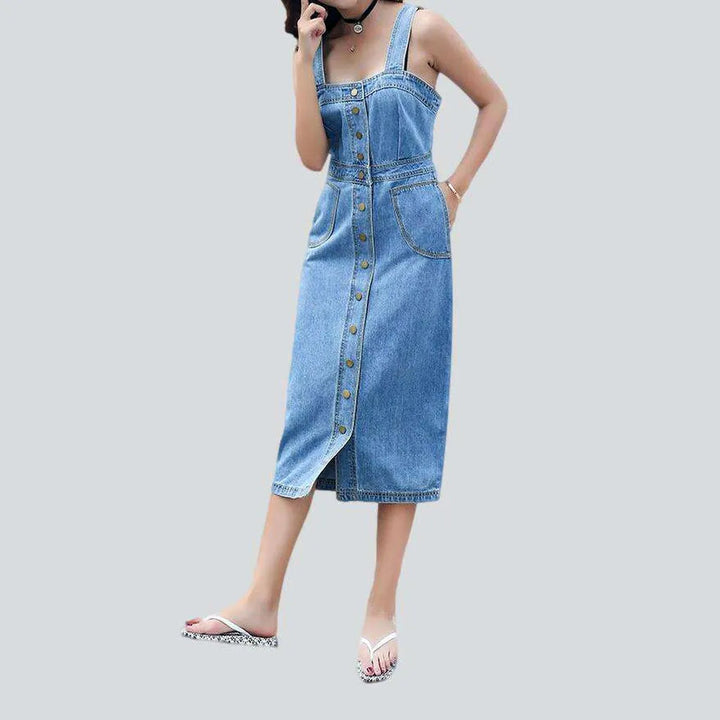 Long women's denim dress