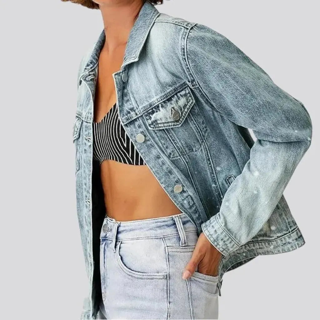 Sanded denim jacket
 for women