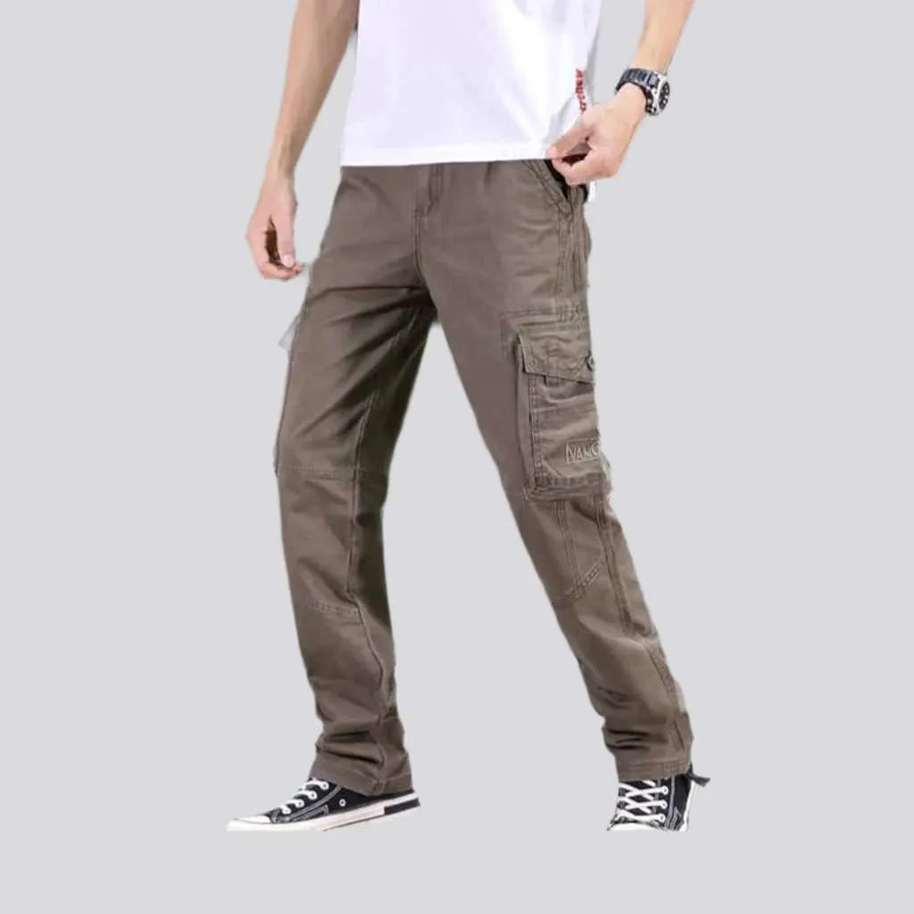 Mid-waist color denim pants
 for men