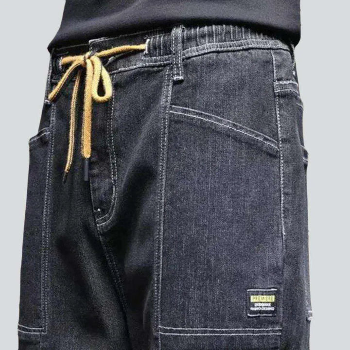 Streetwear dark men's denim joggers