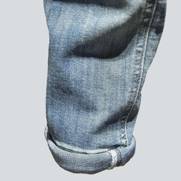 Bleached light blue men's jeans