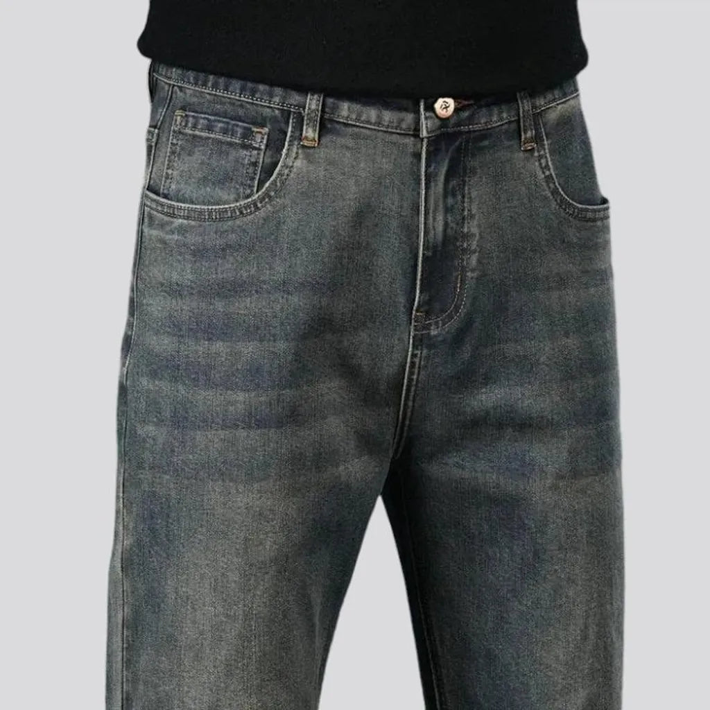 Tapered fit high rise men's jeans