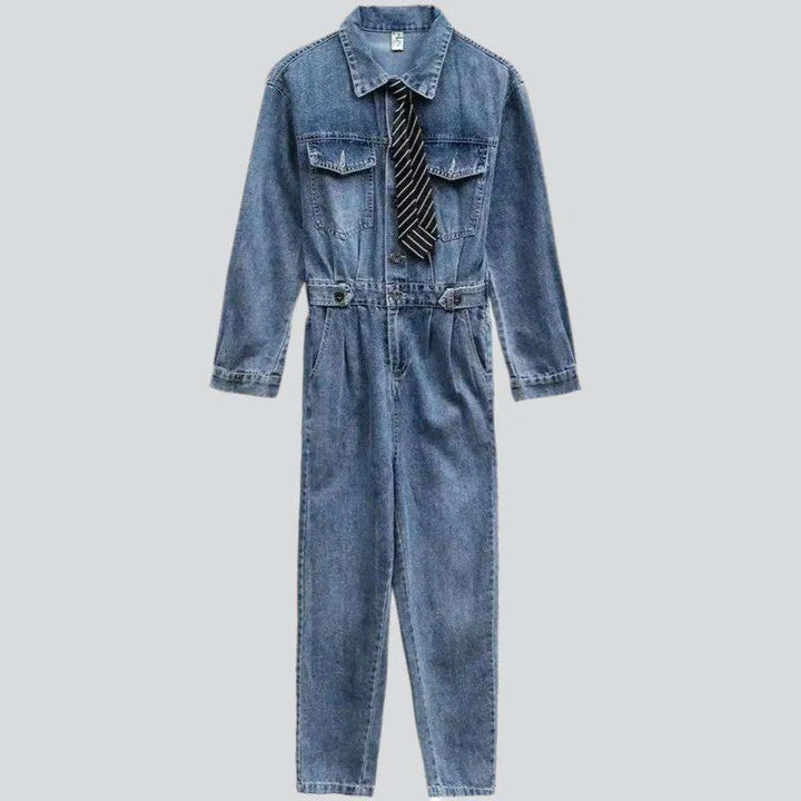 Fashionable women's denim jumpsuit