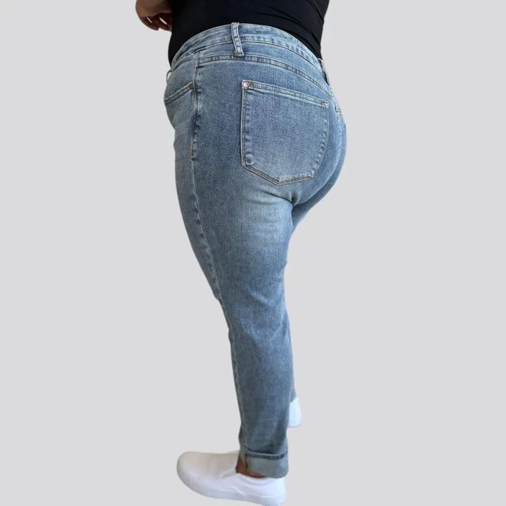Plus-size women's sanded jeans