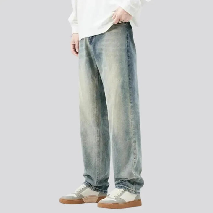 Light retro sanded jeans for men