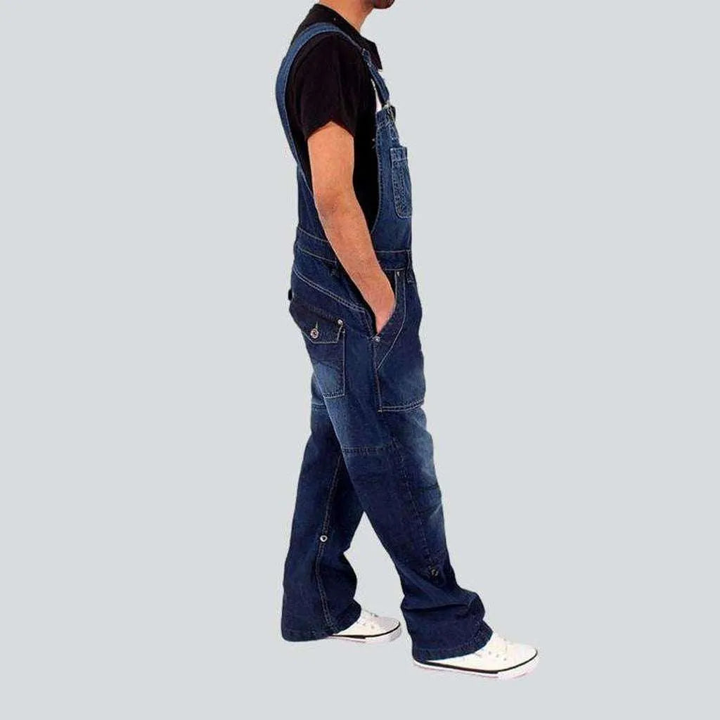 Men's stonewashed jean overall