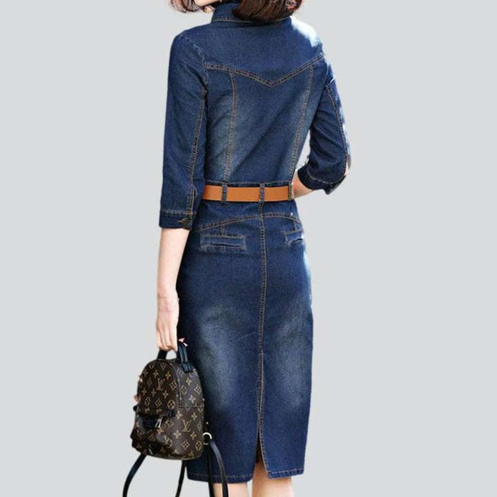 Trendy dark tube denim dress