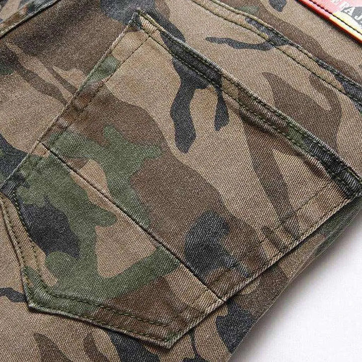 Camouflage print men's denim pants