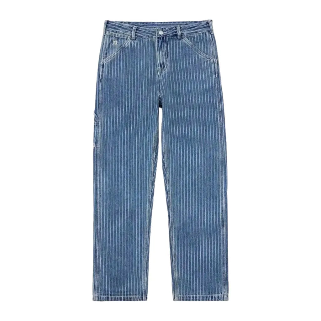 Casual Men's Stonewashed Jeans - Light Blue