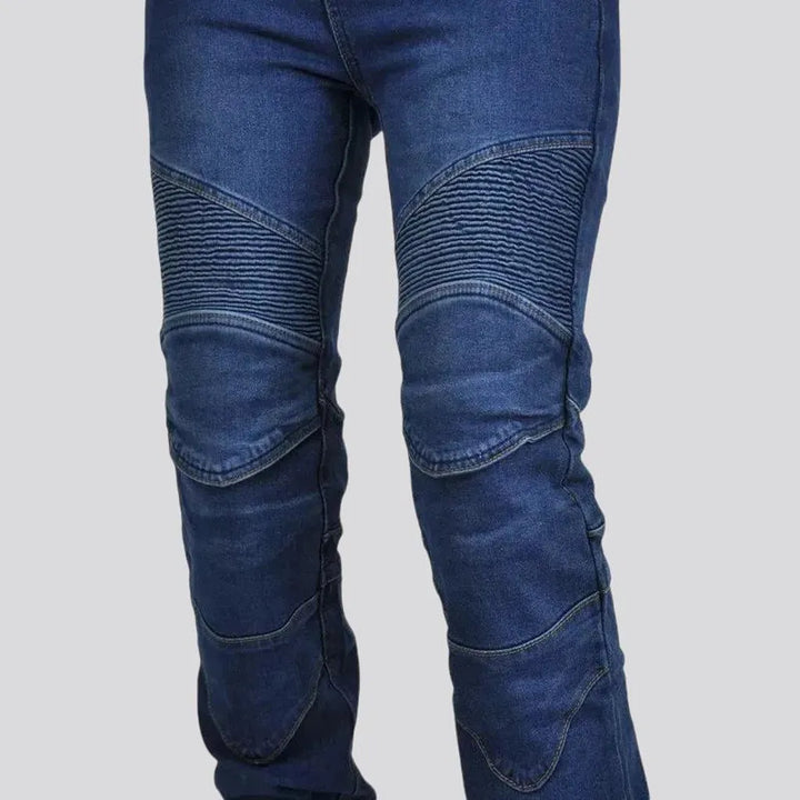 Pebble-washed high waist moto jeans for women