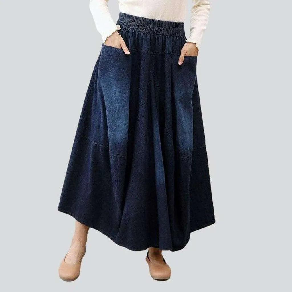 Flare dark wash jeans skirt