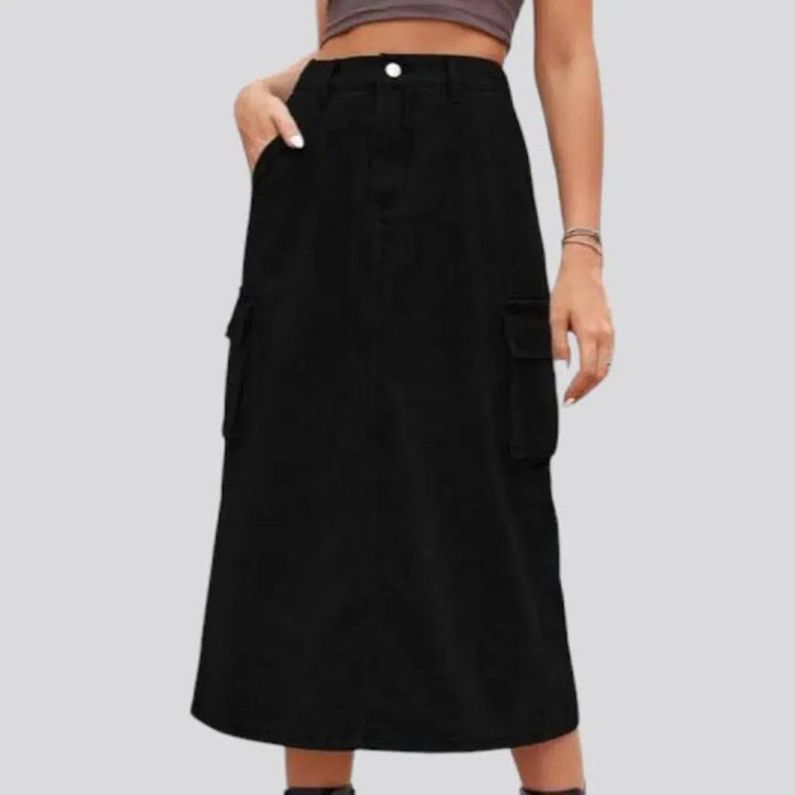 Long back-slit jean skirt
 for ladies