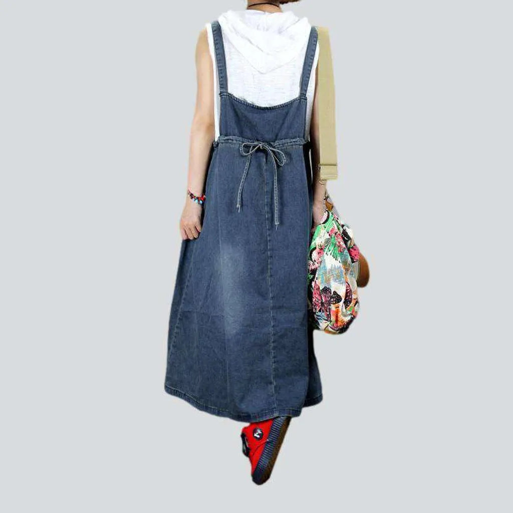 Denim dress with back drawstrings