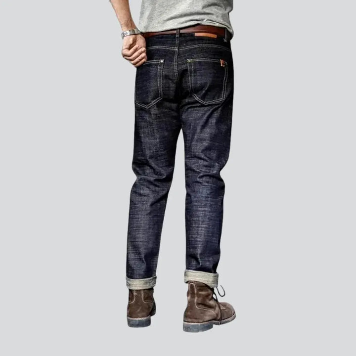 Casual fit dark pattern self-edge men's jeans