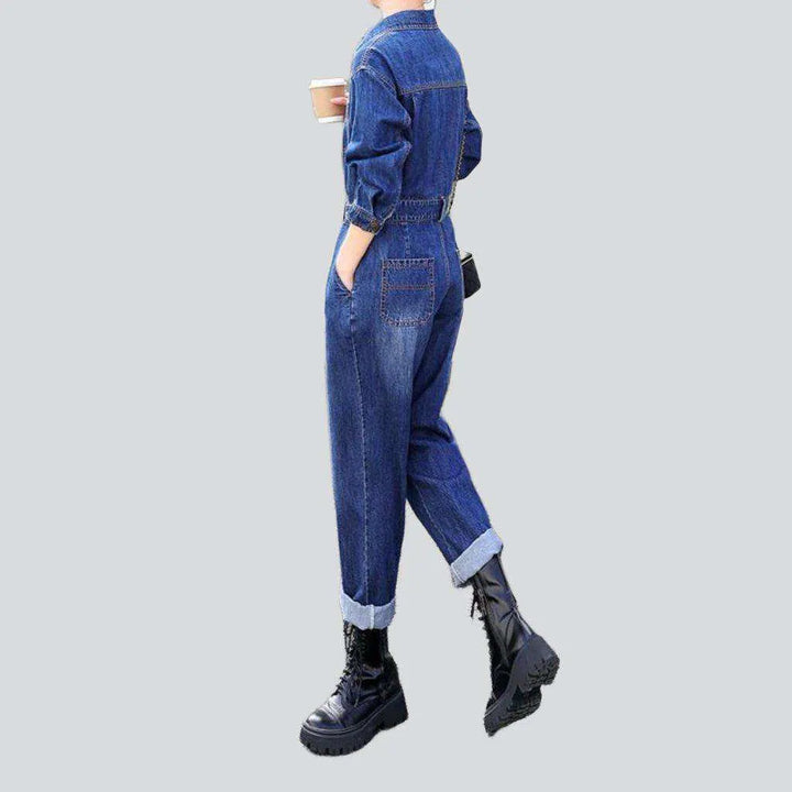 Chic women's denim jumpsuit