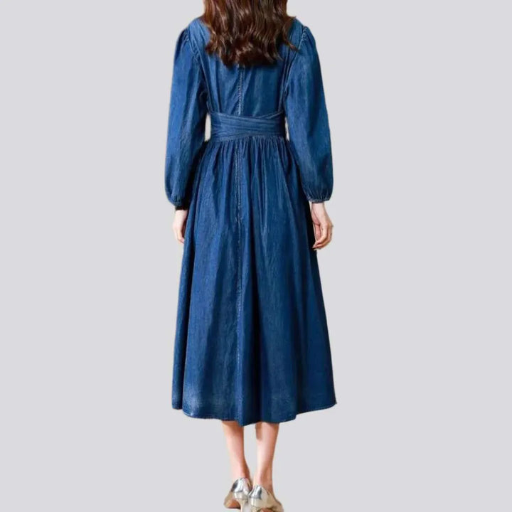 Flared denim dress