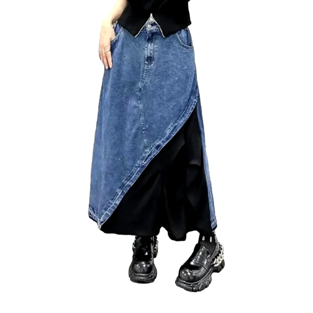 Asymmetric fashion jeans skirt for ladies