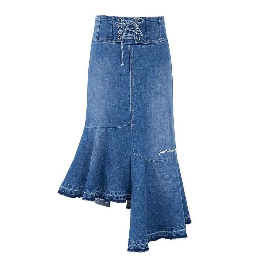 Asymmetric mermaid women's jeans skirt