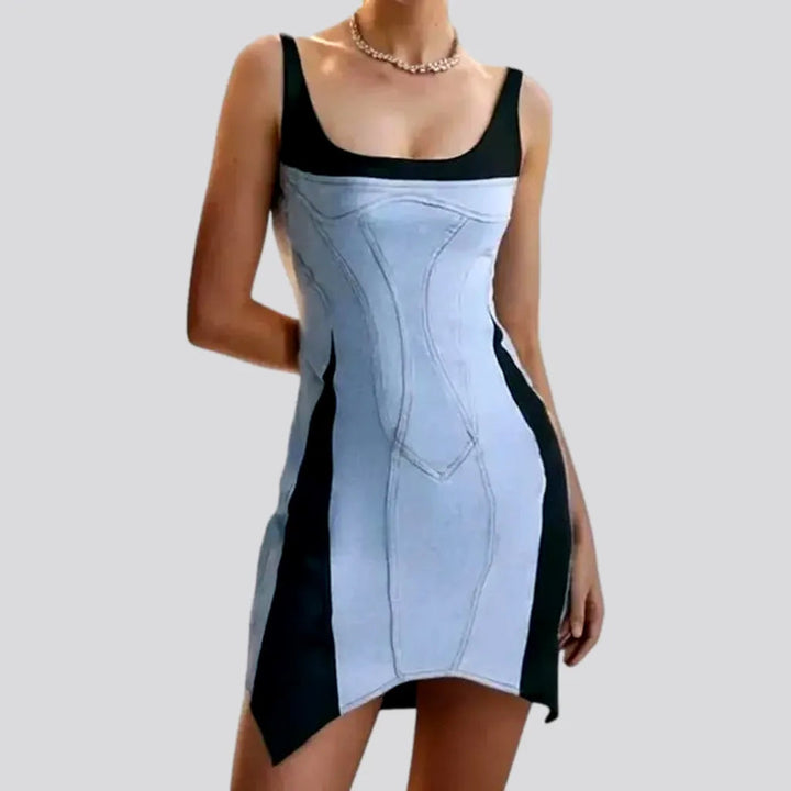 Asymmetrical Elastic Backless Denim Dress | Jeans4you.shop