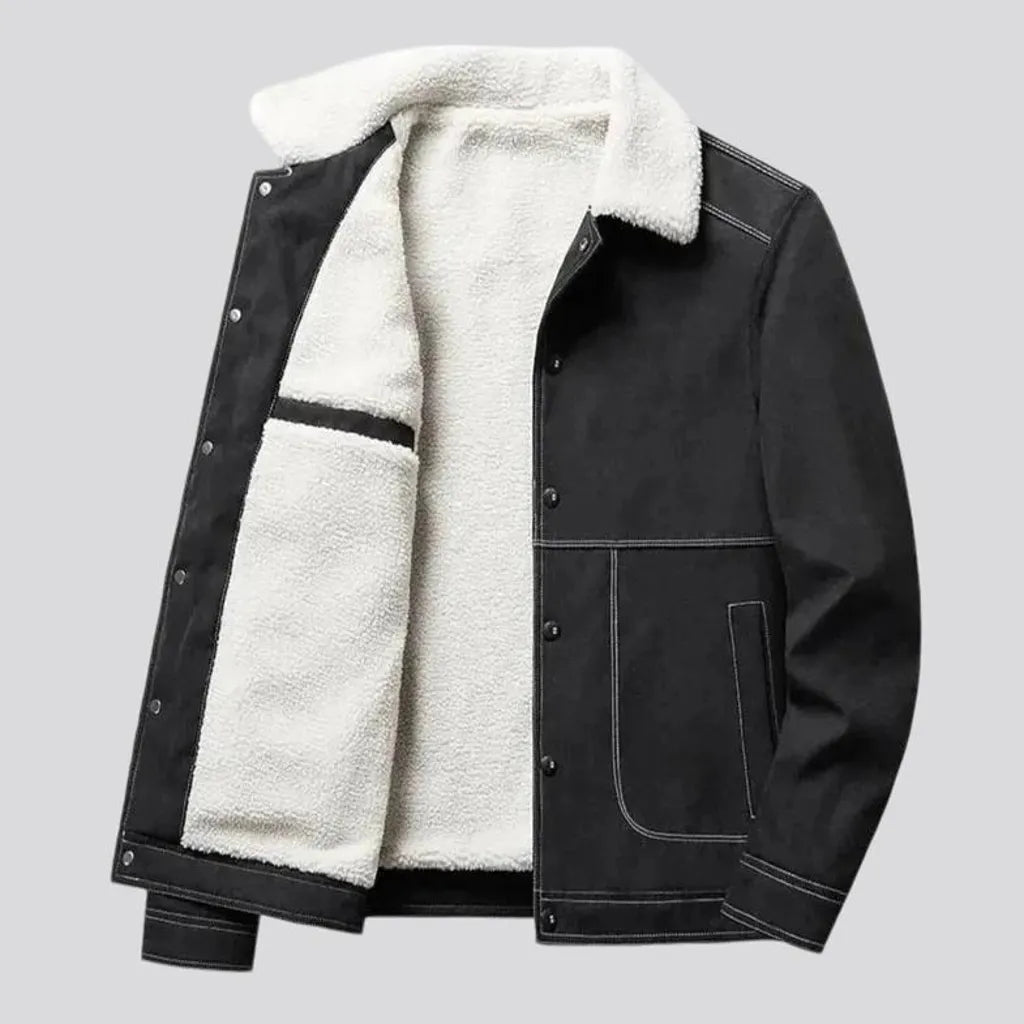 Monochrome regular fit jeans coat for men