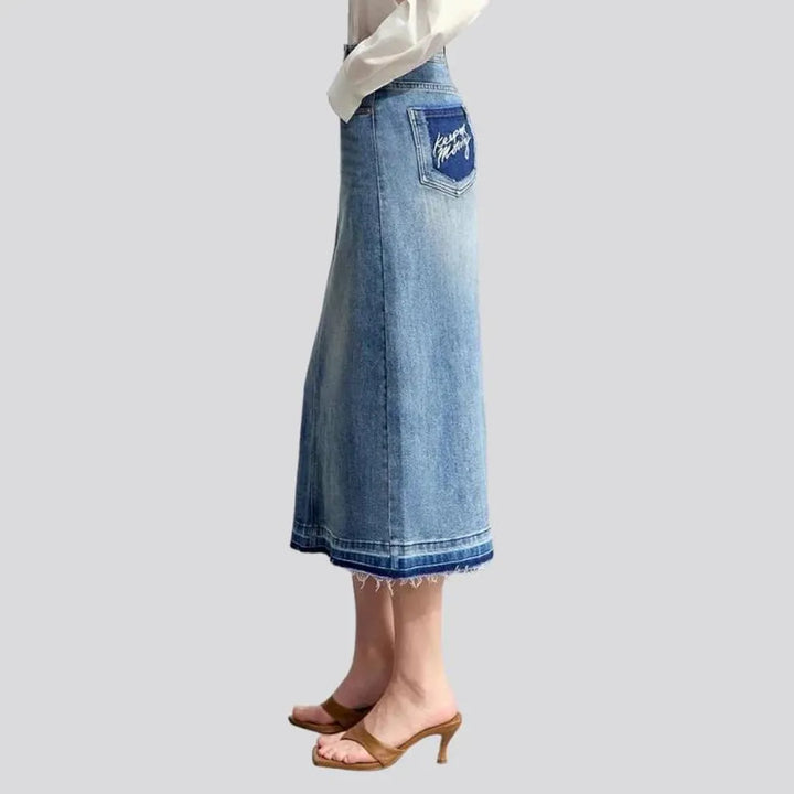 Fashionable maxi high rise jeans skirt