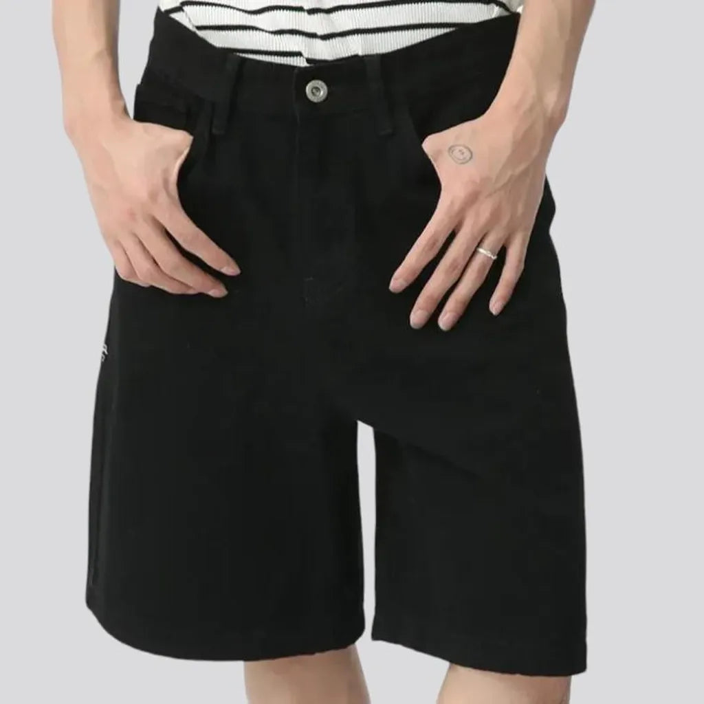 Baggy high-waist men's denim shorts