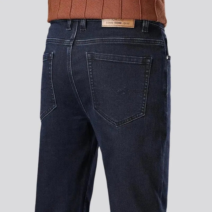 Casual tapered-fit elastic men's jeans