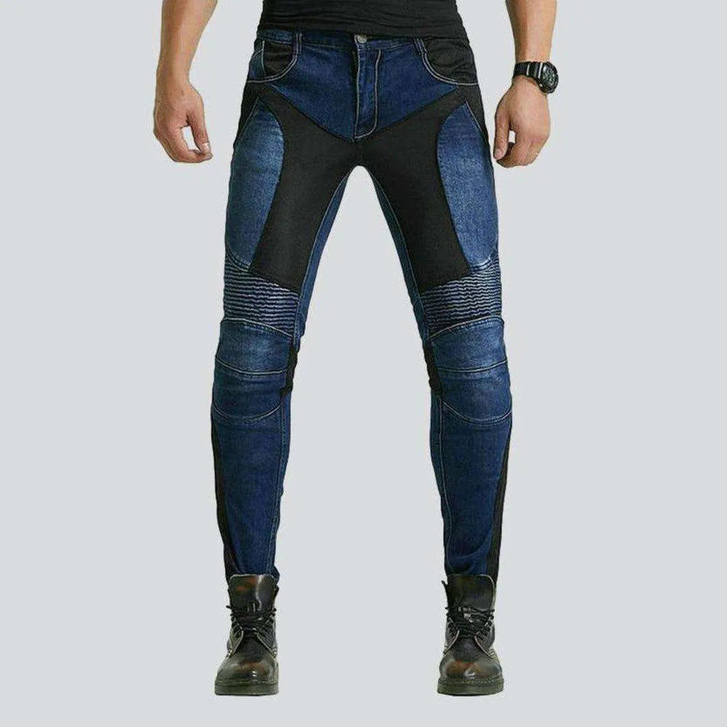 Biker jeans with breathable mesh