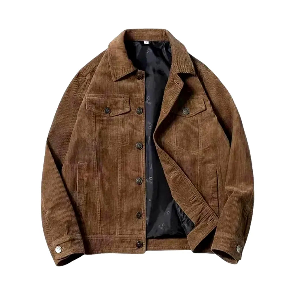 Stylish Street Design Corduroy Jacket for Men - Sand