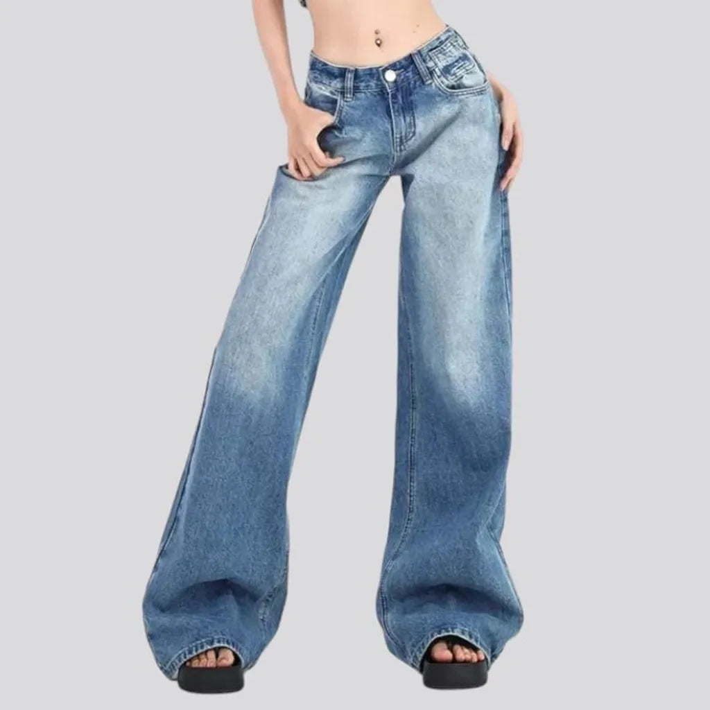 Baggy floor-length jeans
 for women