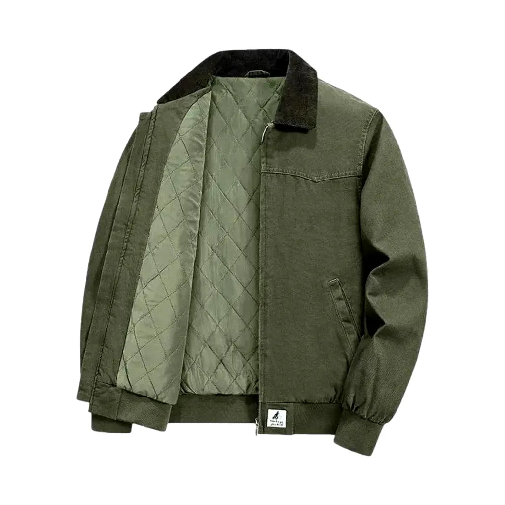 Casual Men's Jeans Bomber Jacket - Green