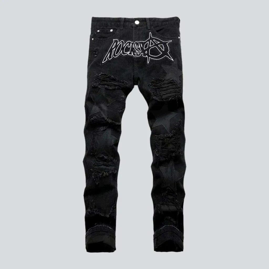 Black stars men's skinny jeans