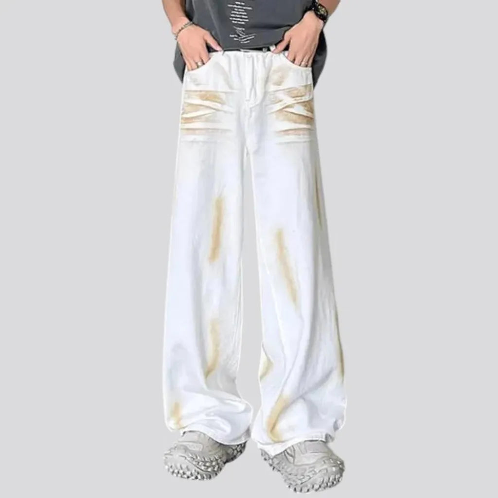 Painted baggy style men's jeans