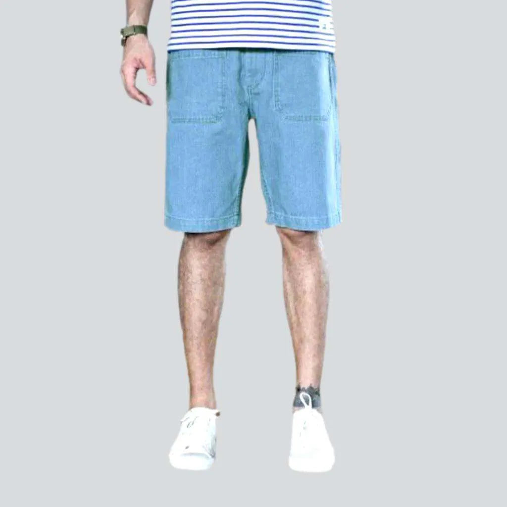 Mid-waist denim shorts
 for men