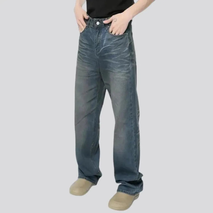 Whiskered fashion street style men's jeans