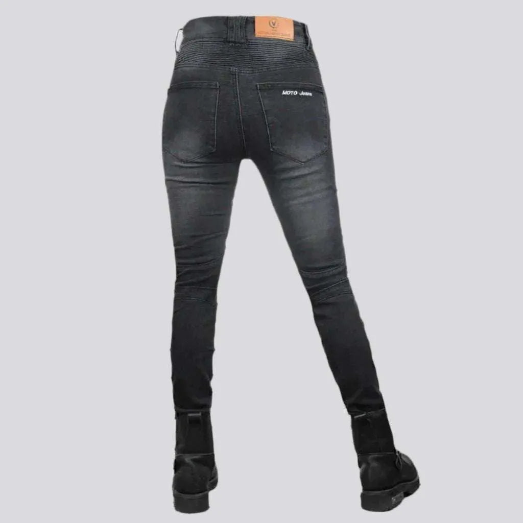 Sanded women's riding jeans