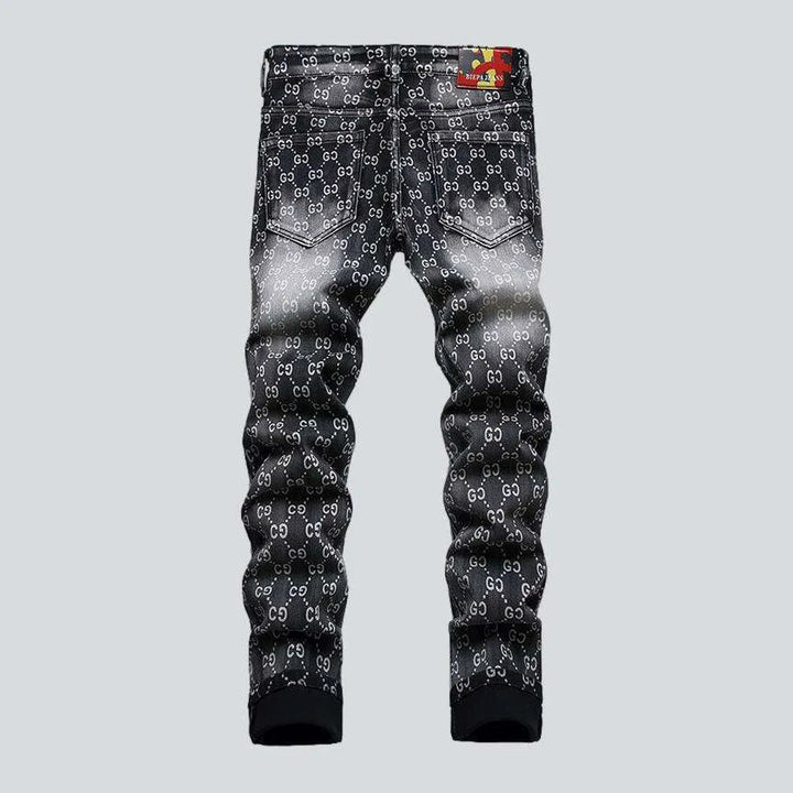 Ornament print jeans for men