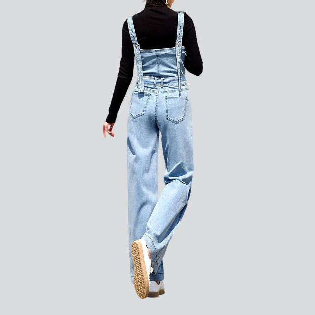 Wide-leg stylish women's denim jumpsuit